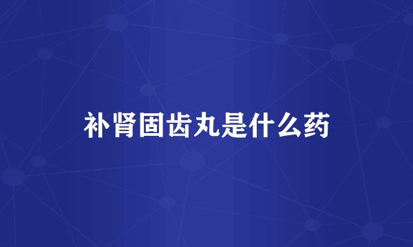 补肾固齿丸是什么药