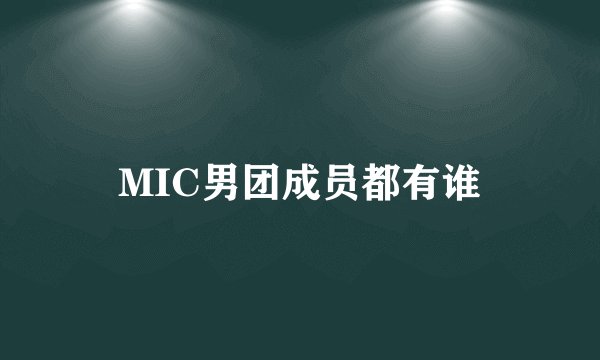 MIC男团成员都有谁