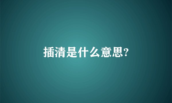 插清是什么意思?