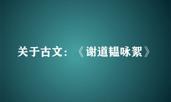 关于古文：《谢道韫咏絮》