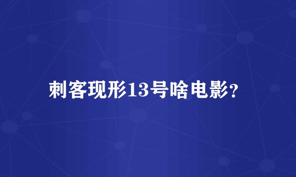刺客现形13号啥电影？