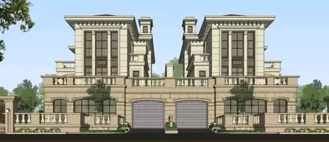 各种风格的石材别墅效果图