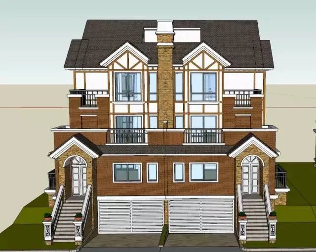 各种风格的石材别墅效果图