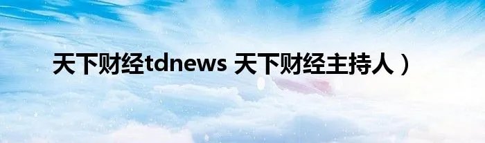 天下财经tdnews 天下财经主持人）