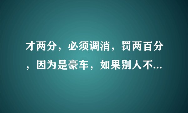 才两分，必须调消，罚两百分，因为是豪车，如果别人不小心碰到了，该赔多少？