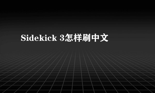 Sidekick 3怎样刷中文