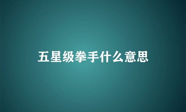 五星级拳手什么意思