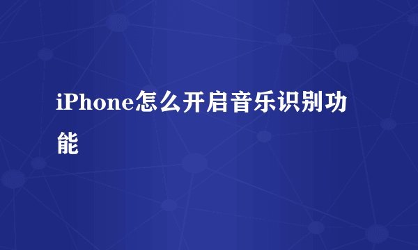iPhone怎么开启音乐识别功能