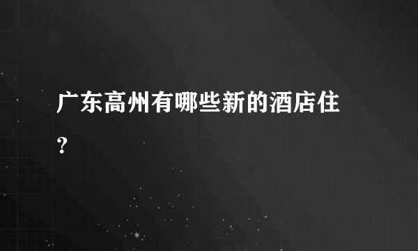 广东高州有哪些新的酒店住牊？