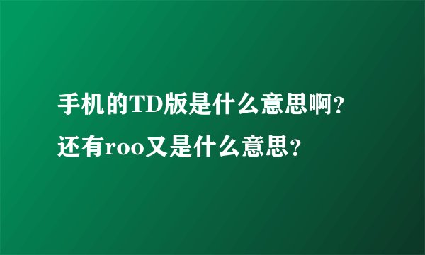 手机的TD版是什么意思啊？还有roo又是什么意思？