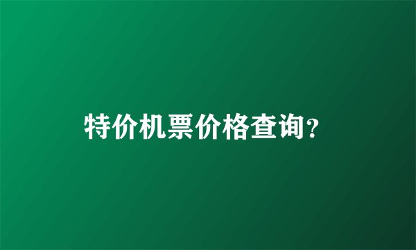 特价机票价格查询？