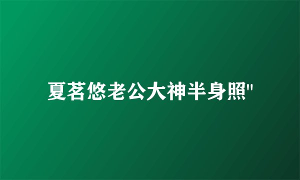夏茗悠老公大神半身照