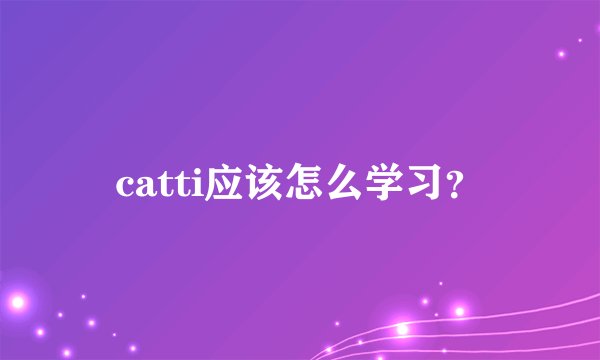 catti应该怎么学习？
