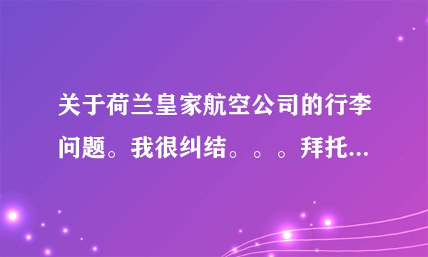 关于荷兰皇家航空公司的行李问题。我很纠结。。。拜托知情人帮助