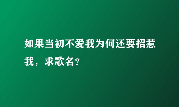 如果当初不爱我为何还要招惹我，求歌名？