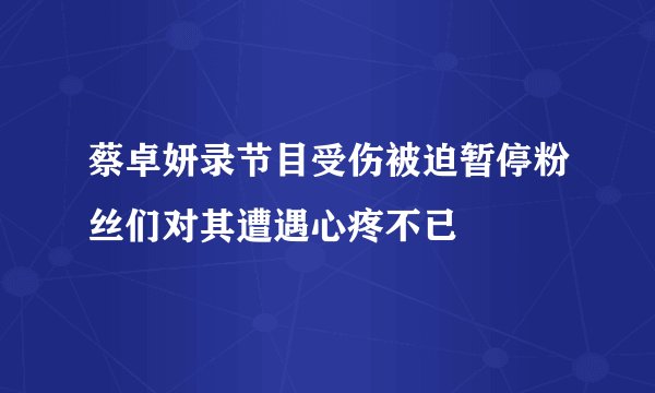 蔡卓妍录节目受伤被迫暂停粉丝们对其遭遇心疼不已