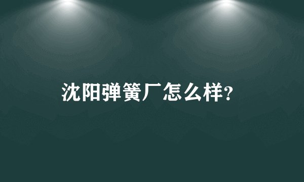 沈阳弹簧厂怎么样？