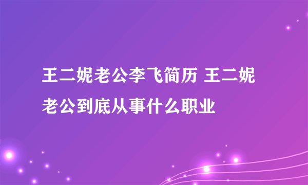 王二妮老公李飞简历 王二妮老公到底从事什么职业