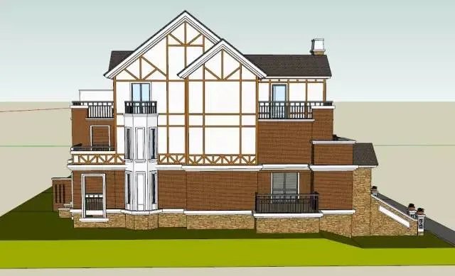 各种风格的石材别墅效果图