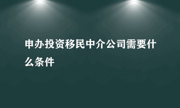 申办投资移民中介公司需要什么条件
