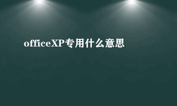 officeXP专用什么意思