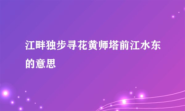 江畔独步寻花黄师塔前江水东的意思