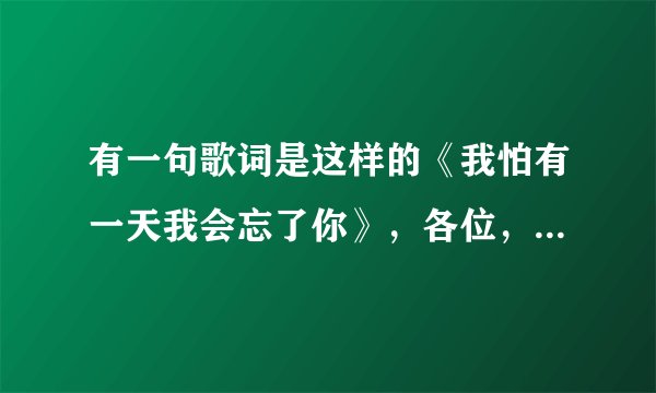有一句歌词是这样的《我怕有一天我会忘了你》，各位，帮帮忙，谁知道是什么歌？