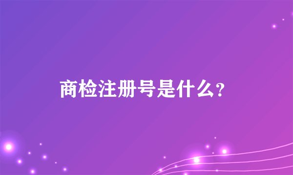 商检注册号是什么？