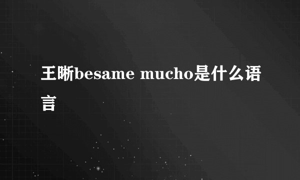 王晰besame mucho是什么语言