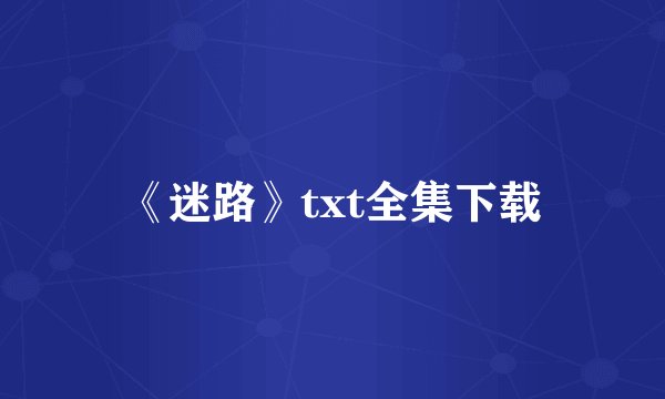《迷路》txt全集下载