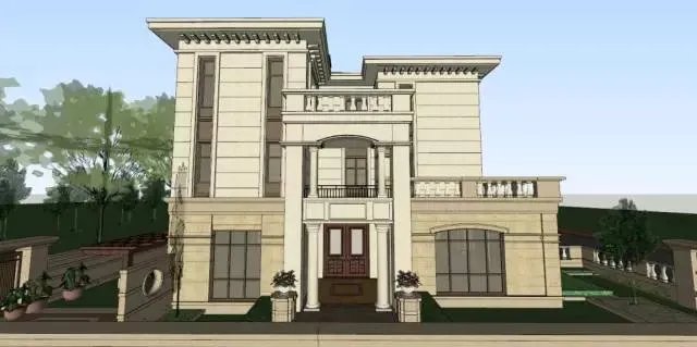 各种风格的石材别墅效果图