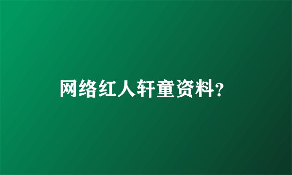 网络红人轩童资料？