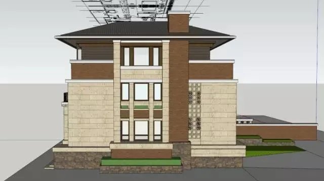 各种风格的石材别墅效果图