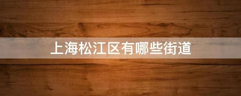 上海松江区有哪些街道