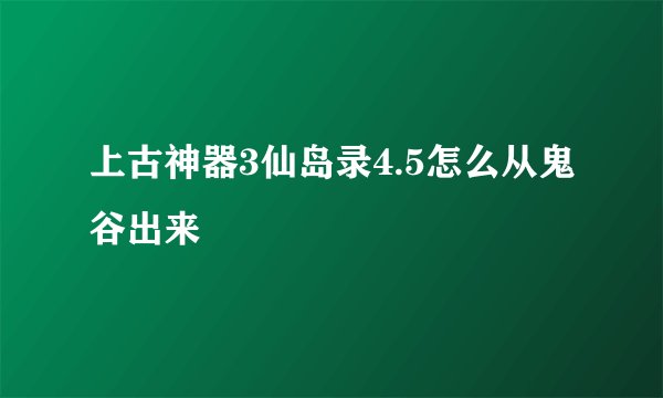 上古神器3仙岛录4.5怎么从鬼谷出来