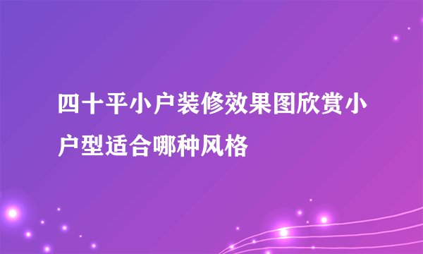 四十平小户装修效果图欣赏小户型适合哪种风格