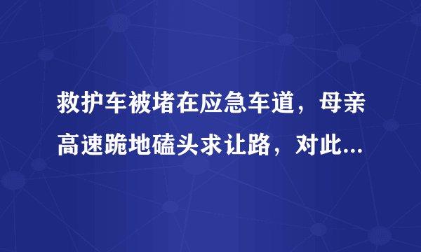 救护车被堵在应急车道，母亲高速跪地磕头求让路，对此你怎么看？