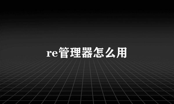 re管理器怎么用