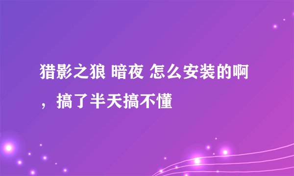 猎影之狼 暗夜 怎么安装的啊 ，搞了半天搞不懂