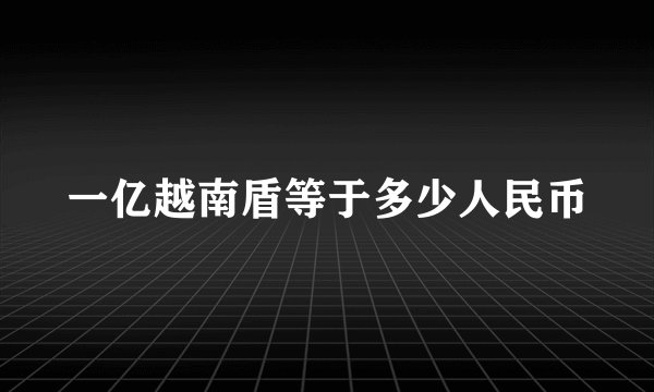 一亿越南盾等于多少人民币