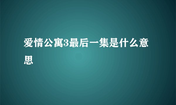 爱情公寓3最后一集是什么意思