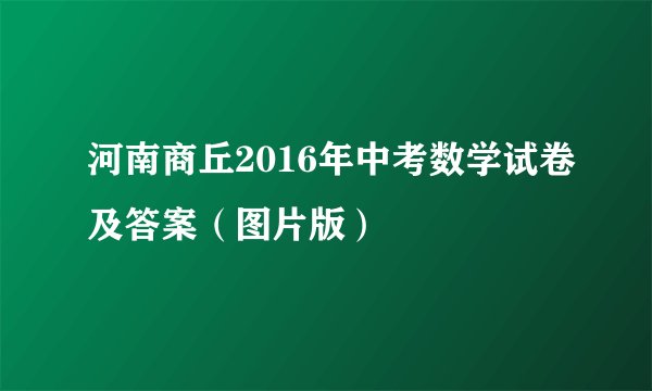 河南商丘2016年中考数学试卷及答案（图片版）