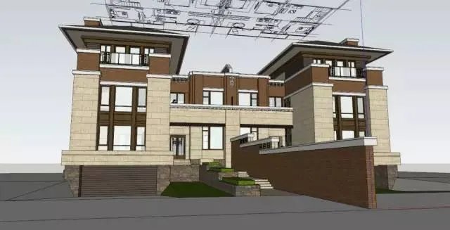 各种风格的石材别墅效果图