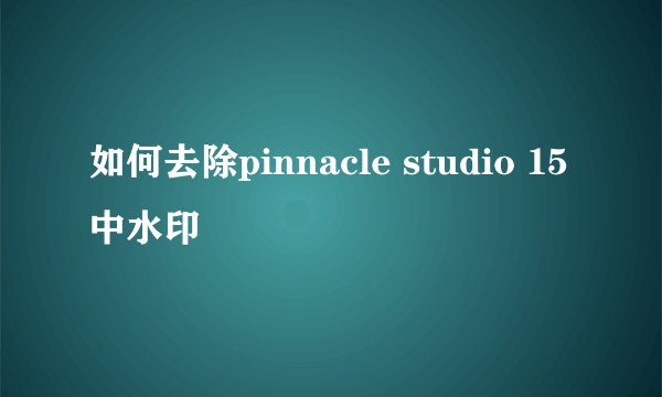 如何去除pinnacle studio 15中水印