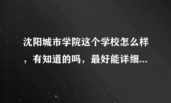 沈阳城市学院这个学校怎么样，有知道的吗，最好能详细一点，客观一点