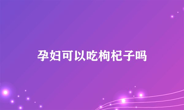 孕妇可以吃枸杞子吗