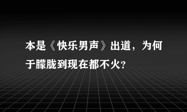 本是《快乐男声》出道，为何于朦胧到现在都不火？