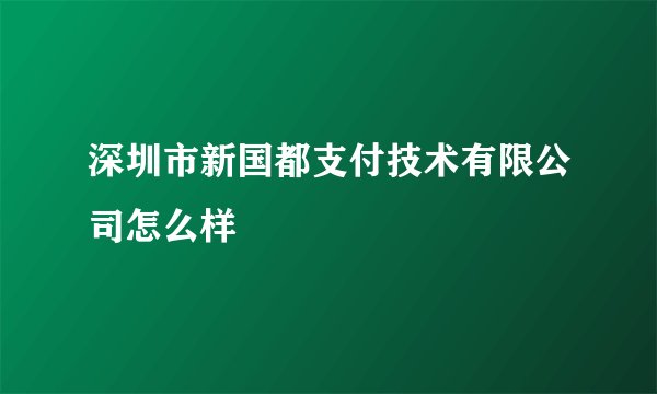 深圳市新国都支付技术有限公司怎么样