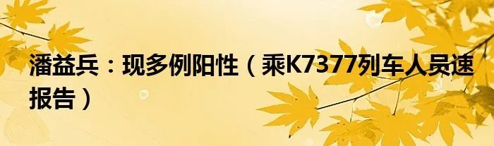潘益兵：现多例阳性（乘K7377列车人员速报告）