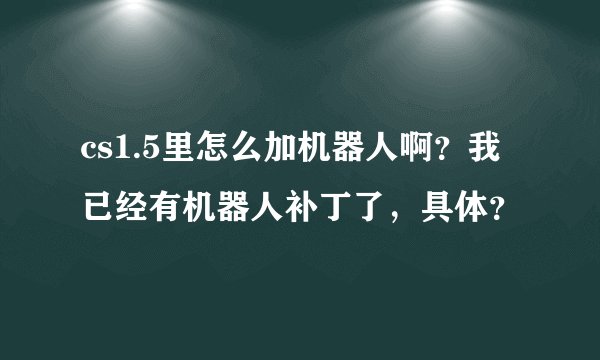 cs1.5里怎么加机器人啊？我已经有机器人补丁了，具体？